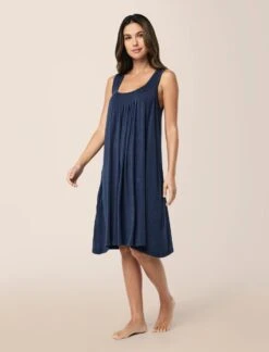 Kate Modal Soft Pleat Front Nightgown -Claudia Sale Shop 12063 49 KateModalSoftPleatFrontNightie NavyMelange 0001 225
