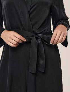 Audrey Washable Silk Long Robe -Claudia Sale Shop 16005 11 AudreyWashableSilkLongRobe Black 0001 1958