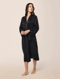 Audrey Washable Silk Long Robe -Claudia Sale Shop 16005 11 AudreyWashableSilkLongRobe Black 0001 1965