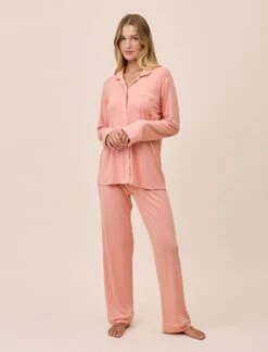 Molly Sims Modal Soft PJ Set & Eye Mask -Claudia Sale Shop 19006 196 KateModalSoftFullLengthPJSet EyeMask PeachAmber 003