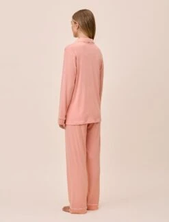 Molly Sims Modal Soft PJ Set & Eye Mask -Claudia Sale Shop 19006 196 KateModalSoftFullLengthPJSet EyeMask PeachAmber 004