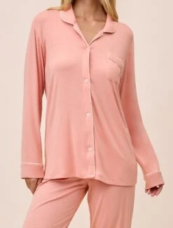 Molly Sims Modal Soft PJ Set & Eye Mask -Claudia Sale Shop 19006 196 KateModalSoftFullLengthPJSet EyeMask PeachAmber 007