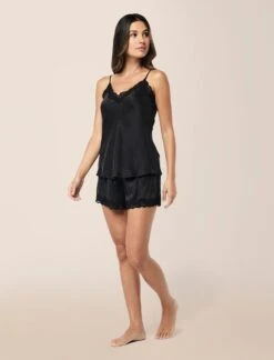 Camille Silk Lace Cami And Boxer Set -Claudia Sale Shop 20197 11 CamilleSilkLaceCamiandBoxerSet Black 0001 032