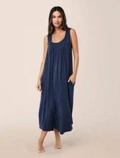Kate Modal Soft Pleat Front Maxi Nightgown 12 Kate Modal Soft Pleat Front Maxi Nightgown -Claudia Sale Shop 20300 49 KateModalSoftPleatFrontMaxiNightie NavyMelange 0001 157
