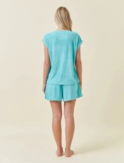 Resort Terry Tee And Boxer Set -Claudia Sale Shop 21177 188 ResortTerryTeeandBoxerSet BlueTurquoise 004