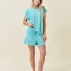 Resort Terry Tee And Boxer Set -Claudia Sale Shop 21177 188 ResortTerryTeeandBoxerSet BlueTurquoise 006