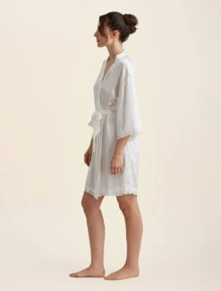Camille Silk Lace Short Robe -Claudia Sale Shop 22111 43 CamilleSilkLaceShortRobe Ivory 0004