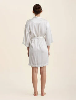 Camille Silk Lace Short Robe -Claudia Sale Shop 22111 43 CamilleSilkLaceShortRobe Ivory 0005