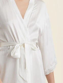 Camille Silk Lace Short Robe -Claudia Sale Shop 22111 43 CamilleSilkLaceShortRobe Ivory 0006