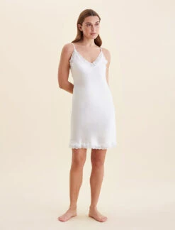 Camille Silk Lace Mini Slip -Claudia Sale Shop 22112 43 CamilleSilkLaceMiniSlip Ivory 0001