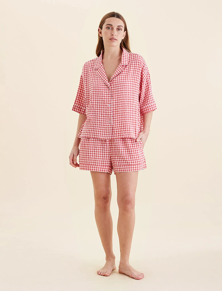 Seersucker Gingham Boxer PJ Set 4 Seersucker Gingham Boxer PJ Set - Image 2