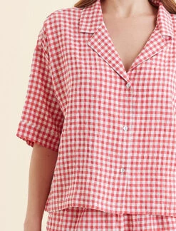 Seersucker Gingham Boxer PJ Set 10 Seersucker Gingham Boxer PJ Set -Claudia Sale Shop 23017 1425 SeersuckerGinghamBoxerPJSet Geranium 0010