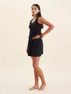 Milla Rib Pull On Short -Claudia Sale Shop 23034 11 MillaRibPullonShort Black 003