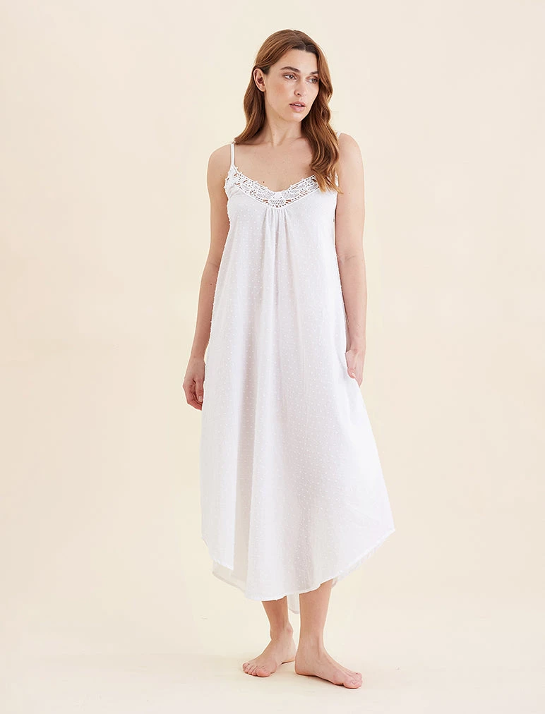 Swiss Dot Lace Trim Maxi Nightie 4 Swiss Dot Lace Trim Maxi Nightie - Image 2