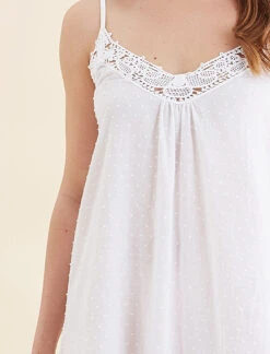 Swiss Dot Lace Trim Maxi Nightie 10 Swiss Dot Lace Trim Maxi Nightie -Claudia Sale Shop 23055 19 SwissDotMaxiNightie White 0006 a7ebc80f 4119 47f4 814d d69076f7eded