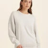 Cotton Cashmere Crew Neck Sweater -Claudia Sale Shop 23529 73 CashmereCrewNeckLongSleeveTop Ecru 0006