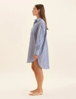 Cotton Stripe Shirting Nightshirt -Claudia Sale Shop 23552 1295 CottonStripeShirtingNightshirt BlueandWhiteStripe 0005 a67313f5 dfe7 49f2 8c3b 4a05faf24503