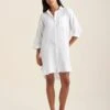 Ashley Textured Cotton Nightshirt -Claudia Sale Shop 23722 19 AshleyTexturedCottonNightshirt White 0001