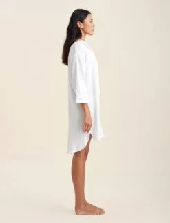 Ashley Textured Cotton Nightshirt -Claudia Sale Shop 23722 19 AshleyTexturedCottonNightshirt White 0005