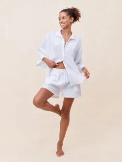 Ashley Textured Cotton Boxer PJ Set 9 Ashley Textured Cotton Boxer PJ Set -Claudia Sale Shop 23725 23251 19 AshleyTexturedCottonBoxerPJSet White 004