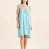 Seersucker Strappy Nightgown -Claudia Sale Shop 23811 188 SeersuckerStrappyNightie BlueTurquoise 0001