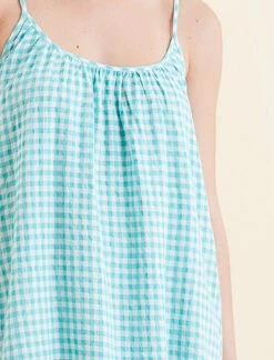 Seersucker Strappy Nightgown -Claudia Sale Shop 23811 188 SeersuckerStrappyNightie BlueTurquoise 0006