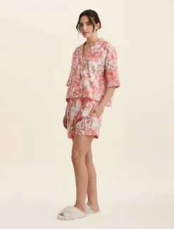 Karen Walker Ornamental Floral PJ Shirt 10 Karen Walker Ornamental Floral PJ Shirt -Claudia Sale Shop 23837 1449 KarenWalkerOrnamentalFloralSSPJShirt ShellPink 0003