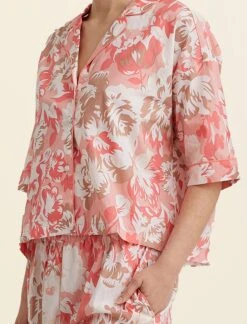 Karen Walker Ornamental Floral PJ Shirt 12 Karen Walker Ornamental Floral PJ Shirt -Claudia Sale Shop 23837 1449 KarenWalkerOrnamentalFloralSSPJShirt ShellPink 0007