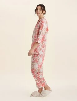 Karen Walker Ornamental Floral Crop PJ Shirt -Claudia Sale Shop 23838 1449 KarenWalkerOrnamentalFloralCropPJShirt ShellPink 003