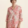 Karen Walker Ornamental Floral Crop PJ Shirt -Claudia Sale Shop 23838 1449 KarenWalkerOrnamentalFloralCropPJShirt ShellPink 005