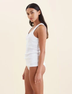 Buy 2 For $60 | Milla Rib Shelf Bra Henley Tank -Claudia Sale Shop 23887 19 MillaRibShelfBraHenleyTank White 0014