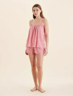 Seersucker Cami Boxer PJ Set 13 Seersucker Cami Boxer PJ Set -Claudia Sale Shop 23916 1425 SeersuckerGinghamCamiBoxerPJSet Geranium 0002