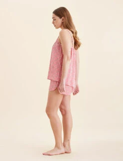 Seersucker Cami Boxer PJ Set 14 Seersucker Cami Boxer PJ Set -Claudia Sale Shop 23916 1425 SeersuckerGinghamCamiBoxerPJSet Geranium 0004