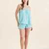 Seersucker Gingham Cami Boxer PJ Set -Claudia Sale Shop 23916 188 SeersuckerGinghamCamiBoxerPJSet BlueTurquoise 0002