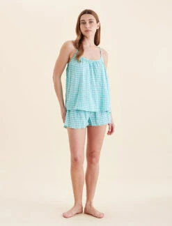 Seersucker Gingham Cami Boxer PJ Set