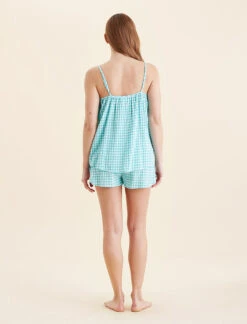 Seersucker Gingham Cami Boxer PJ Set 13 Seersucker Gingham Cami Boxer PJ Set -Claudia Sale Shop 23916 188 SeersuckerGinghamCamiBoxerPJSet BlueTurquoise 0005