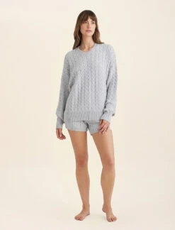 Claudia Sale Shop -Claudia Sale Shop 24060 6 CosyCableCottonCashmereShort Grey 0001