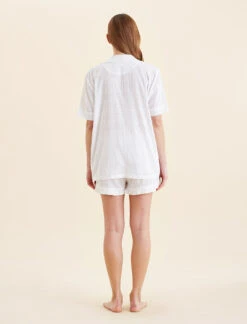 Ivy Organic Cotton Frill Boxer PJ Set -Claudia Sale Shop 24206 19 IvyOrganicCottonFrillSSlvBoxerPJSet White 0004