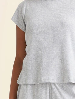 Soft Baby Rib Tee -Claudia Sale Shop 24219 6 ClaudiaLuxeCottonRibTee Grey 0010