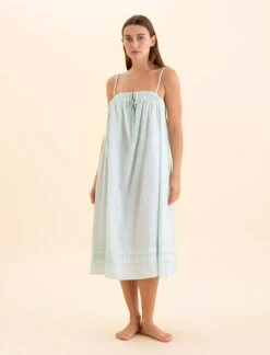 Sabine Seersucker Stripe Maxi Nightie