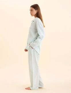 Sabine Seersucker Stripe Boyfriend Shirt -Claudia Sale Shop 24239 SabineSeersuckerStripeBoyfriendShirt EggshellWhiteStripe 0008