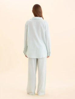 Sabine Seersucker Stripe Boyfriend Shirt -Claudia Sale Shop 24239 SabineSeersuckerStripeBoyfriendShirt EggshellWhiteStripe 0009