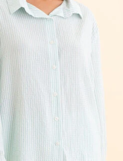 Sabine Seersucker Stripe Boyfriend Shirt -Claudia Sale Shop 24239 SabineSeersuckerStripeBoyfriendShirt EggshellWhiteStripe 0013