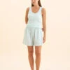 Sabine Seersucker Stripe Boyfriend Short -Claudia Sale Shop 24240 SabineSeersuckerStripeBoyfriendShort EggshellWhiteStripe 0003