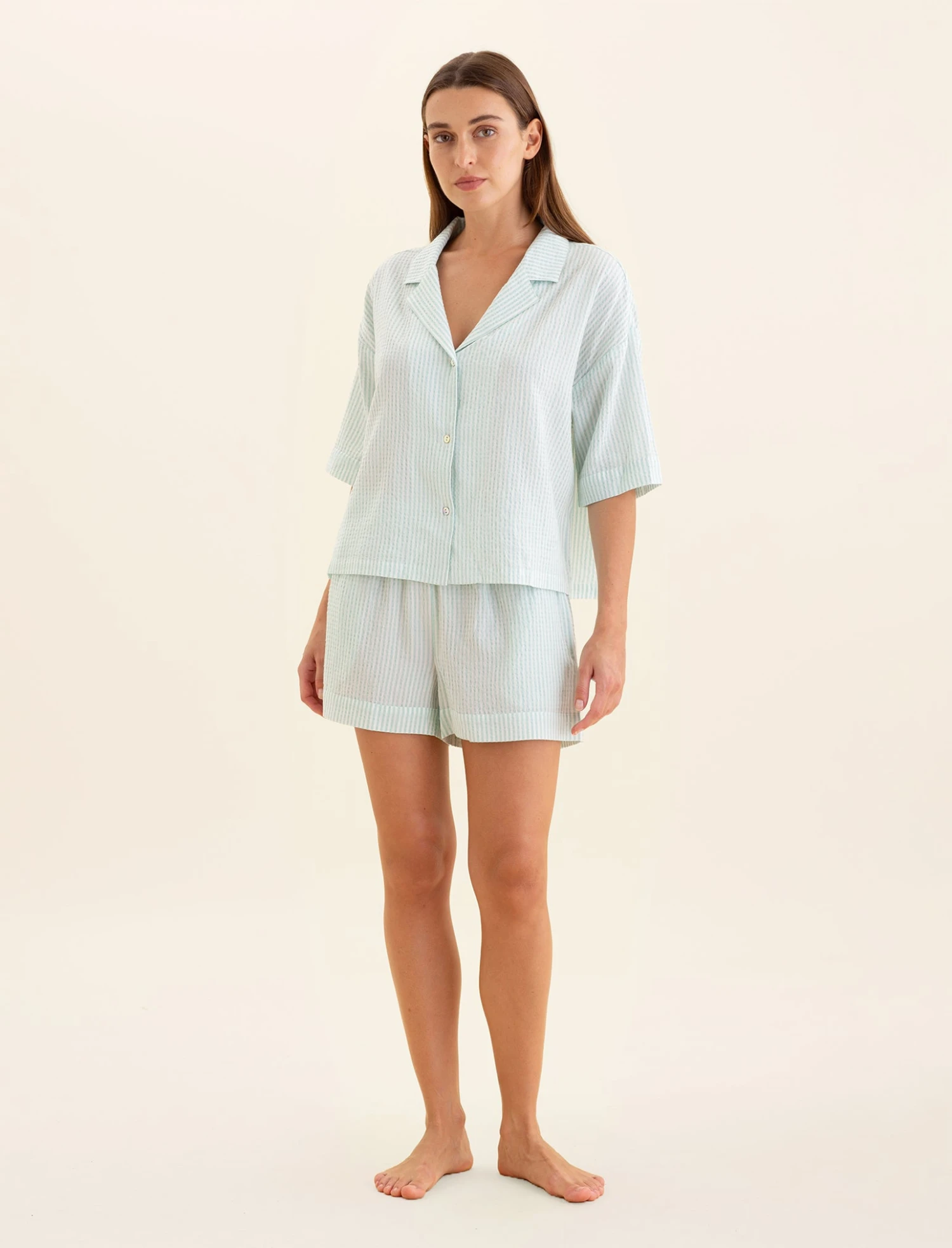 Sabine Seersucker Stripe Boxer PJ Set 3 Sabine Seersucker Stripe Boxer PJ Set