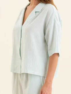 Sabine Seersucker Stripe Boxer PJ Set 8 Sabine Seersucker Stripe Boxer PJ Set -Claudia Sale Shop 24241 1594 SabineSeersuckerStripeBoxerPJSet EggshellandWhiteStripe 008