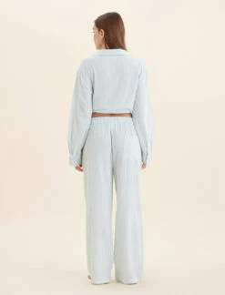 Sabine Seersucker Stripe F/L Pant -Claudia Sale Shop 24242 SabineSeersuckerStripeFLPant EggshellWhiteStripe 0003