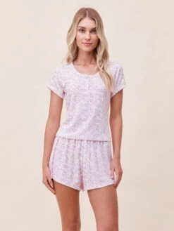 Pippa Pointelle Boxer PJ Set 9 Pippa Pointelle Boxer PJ Set -Claudia Sale Shop 24245 24249 1588 PippaPointelleSlvTeeandBoxerShortSet StrawberryDitsy 006
