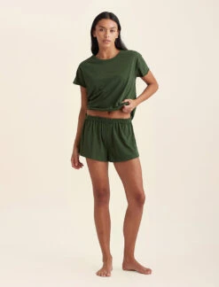 Jada Organic Cotton Knit Elastic-Waist Shorts -Claudia Sale Shop 24258 151 JadaOrganicCottonButtonShort ForestGreen 0002 737f50af e814 4645 abbe b110cda4b53f