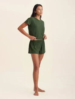 Jada Organic Cotton Knit Elastic-Waist Shorts -Claudia Sale Shop 24258 151 JadaOrganicCottonButtonShort ForestGreen 0003 a2669e67 036a 4a74 8bf0 5664053670c0